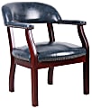 Boss Office Products Captain's Guest Arm Chair, Blue/Mahogany 1 thumbnail image