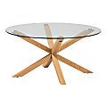 Baxton Studio Modern Glass Coffee Table, 15-3/4"H x 32-5/16"W x 32-5/16"D, Natural/Clear 1 thumbnail image