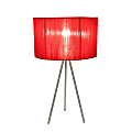Simple Designs Tripod Table Lamp, 19 3/4"H, Red Shade/Brushed Nickel Base