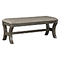 Monaco 48" Bench in Grey Giraffe Fabric with Antique Grey Base