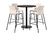 KFI Studios Proof Bistro Round Pedestal Table With Imme Barstools, 4 Barstools, 36", Cafelle/Black/Moonbeam Stools 1 thumbnail image