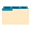 Oxford® Manila Card Guides With Laminate Tabs, Monthly, 3" x 5", Manila, Blue Tabs