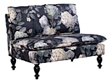 Linon Home Décor Products Laurel Floral Settee, 35"H x 46"W x 34"D, Black Floral/Black 1 thumbnail image