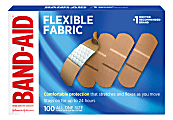 Band-Aid® Brand Flexible Fabric Adhesive Bandages, All One Size, 1" x 3", Box of 100