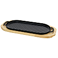 Gibson Home 2-Piece Calvary Cast Iron Non-Stick Grill Pan With Wooden Base, Black 1 thumbnail image