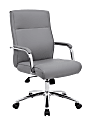 Boss Office Products Modern Executive Conference Ergonomic Chair, Caressoft™ Vinyl, Gray/Chrome 1 thumbnail image