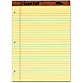 TOPS The Legal Pad Writing Pad - 50 Sheets - Double Stitched - 0.34" Ruled - 16 lb Basis Weight - 8 1/2" x 11 3/4" - Canary Paper - Perforated, Punched, Hard Cover - 1 Dozen