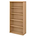 Bush Business Furniture Studio C 5-Shelf Bookcase, Natural Maple, Standard Delivery
