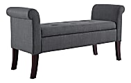 Linon Ellen Lift-Top Storage Bench, 26"H x 52-1/2"W x 18"D, Charcoal/Dark Espresso 1 thumbnail image
