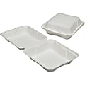 SKILCRAFT Hinged Lid Square Food Tray - Microwave Safe - White - Wood Pulp Body - 200 / Carton - TAA Compliant 1 thumbnail image