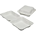 SKILCRAFT Hinged Lid Square Food Tray - Microwave Safe - White - Wood Pulp Body - 200 / Carton - TAA Compliant