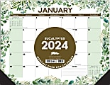 2024 Willow Creek Press Desk Pad Calendar, 22" x 17", Eucalyptus & Succulents, January To December