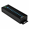 StarTech.com 10 Port USB Hub w/ Power Adapter - Metal Industrial USB 3.0 Data Hub - Din Rail, Wall & Desk Mount USB 3.1 Gen 1 5Gbps Hub 1 thumbnail image