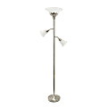 Lalia Home Torchiere Floor Lamp With 2 Reading Lights, 71"H, Brushed Nickel/White 1 thumbnail image