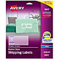Avery® Matte Shipping Labels With Sure Feed® Technology, 8663, Rectangle, 2" x 4", Clear, Pack Of 250