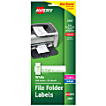 Avery® Mini-Sheets File Folder Labels, 2181, Rectangle, 2/3" x 3-7/16", White, Pack Of 300