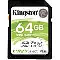 Kingston Canvas Select Plus SDS2 64 GB Class 10/UHS-I (U1) SDXC - 1 - 100 MB/s Read - Lifetime Warranty 1 thumbnail image
