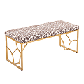 LumiSource Constellation Contemporary Fabric Bench, Beige Leopard/Gold