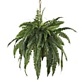 Nearly Natural 22"H Large Boston Fern With Hanging Basket, Green/Brown 1 thumbnail image