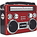 Supersonic 3 Band Radio with Bluetooth® and Flashlight (Red) - Wired/Wireless - Headphone - 4 x D - Portable 1 thumbnail image