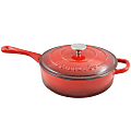 Crock-Pot Artisan 3.5-Quart Enameled Cast Iron Sauté Pan, Scarlet Red