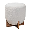 Baxton Studio Fisk Japandi Ottoman Footstool, 18-1/8”H x 16-1/8”W x 16-1/8”D, Light Gray/Walnut Brown 1 thumbnail image