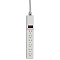 Compucessory 6-Outlet Power Strip, 15' Cord, Gray