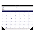 Blueline® Duraglobe™ Monthly Academic Desk Pad Calendar, 22" x 17", Blue/Gray, June 2020 to July 2021