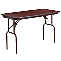 Flash Furniture High-Pressure Folding Banquet Table, 30"H x 24"W x 48"D, Mahogany