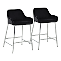 LumiSource Daniella Counter Stools, Chrome/Black, Set Of 2 Stools