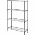 Lorell Light-Duty Wire Shelving, 4 Tier(s), 54"H x 36"W x 14"D, Floor, Sturdy, Epoxy, Silver, Plastic, Metal, Steel 1 thumbnail image