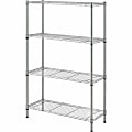 Lorell Light-Duty Wire Shelving, 4 Tier(s), 54"H x 36"W x 14"D, Floor, Sturdy, Epoxy, Silver, Plastic, Metal, Steel 1 thumbnail image