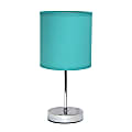 Simple Designs Chrome Mini Basic Table Lamp with Blue Fabric Shade