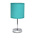 Simple Designs Chrome Mini Basic Table Lamp with Blue Fabric Shade 1 thumbnail image