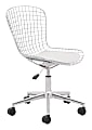 Zuo® Modern Wire Mid-Back Office Chair, Chrome/White
