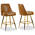 Glamour Home Auren Faux Leather Counter Height Stools With Legs, Brown, Set Of 2 Stools