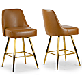 Glamour Home Auren Faux Leather Counter Height Stools With Legs, Brown, Set Of 2 Stools 1 thumbnail image