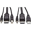 Tripp Lite DisplayPort KVM Cable Kit 3 in 1 4K USB 3.5 mm Audio 3xM/3xM 6ft - 5- Supports up to 3840 x 2160 - Gold Plated Contact - Black 1 thumbnail image