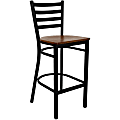 Flash Furniture Metal/Wood Restaurant Barstool With Ladder Back, Cherry/Black