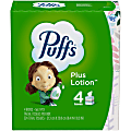 Puffs Plus Lotion 2-Ply Facial Tissues, White, 56 Sheets Per Box, Pack of 4 Boxes