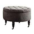 Elle Décor Quinn Round Tufted Ottoman, Mink Gray 1 thumbnail image