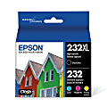 Epson® Claria T232XL Extra High-Yield Black/Cyan/Magenta/Yellow Ink Cartridges, Set Of 4 Cartridges, T222XL120-S