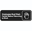 Vollrath Employee Hand Wash Sign, 3" x 9", Black/White 1 thumbnail image