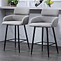 Glamour Home Barker Fabric Tufted Barstools With Backs, Gray/Black, Set Of 2 Stools