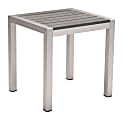 Zuo Modern Cosmopolitan Polyethylene And Aluminum Square End Table, 20-5/16”H x 18-1/8”W x 20-1/8”D, Gray/Silver