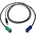IOGEAR USB KVM Cable - HD-15 Male - Type A Male USB - 6ft - Dark Gray