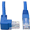 Tripp Lite Up-Angle Cat6 UTP Patch Cable (RJ45) - 1 ft., M/M, Gigabit, Molded, Blue - First End: 1 x RJ-45 Male Network - Second End: 1 x RJ-45 Male Network - 1 Gbit/s - Patch Cable - 24 AWG - Blue