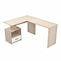 Inval 60"W L-Shaped Corner Desk, Maple/White 1 thumbnail image