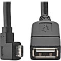 Tripp Lite Micro USB to USB OTG Host Adapter Cable Right-Angle 5-Pin USB Micro-B to A (M/F) 6-in. (15.24 cm) - Black 1 thumbnail image