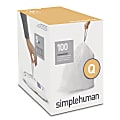 simplehuman Custom-Fit 0.03-mil Trash Can Liners, Code Q, 13 - 17 Gallons, White, Pack Of 100 Liners